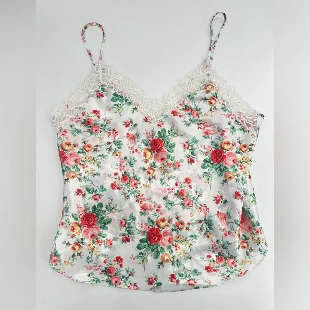 Vintage Victoria’s Secret Camisole Tank Top Gold Label Floral Dainty Size Medium
